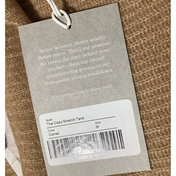 Everlane Camel Yak And Wool Blend The Cozy Stretch Knit Cropped Tank Size M NWT - Picture 3 of 6